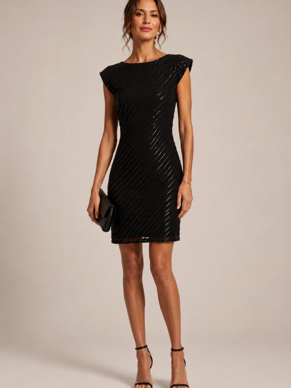 Aidan Mattox Sequin Striped Cocktail Dress XS 2 Black Silk Cruise Resort Party - Picture 1 of 8